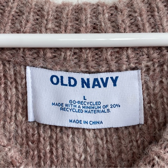 NWOT Old Navy Wool Blend Wild Cable Knit Pullover Rose Dawn Sweater L - Picture 6 of 7
